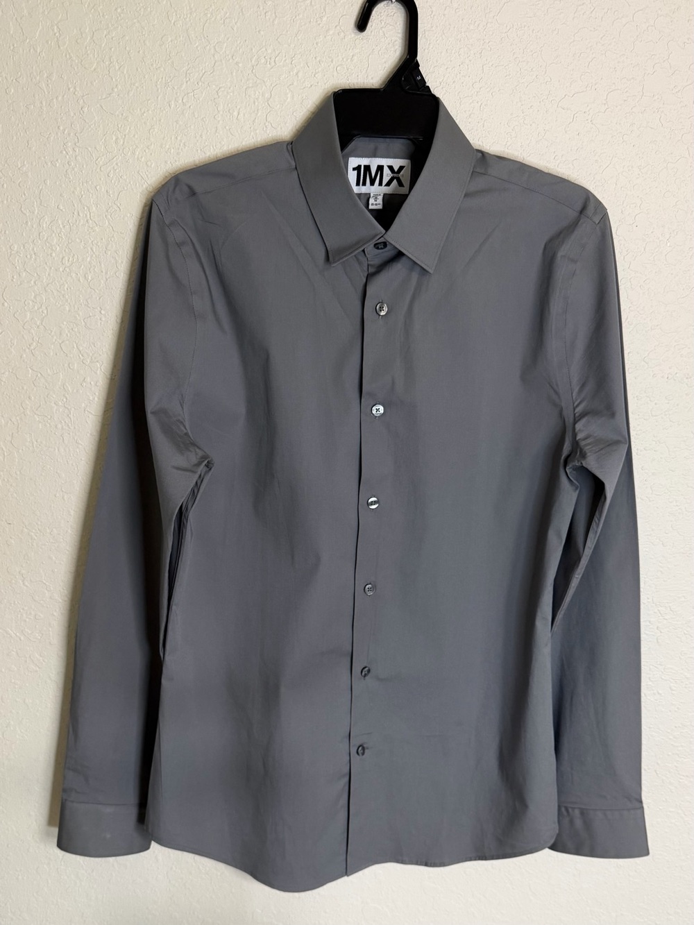 1MX Extra Slim Fit Men’s Solid Dress Shirt Adult Gray Size M